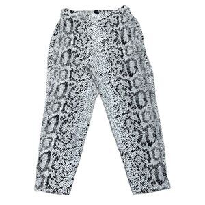 J.Crew Womens Jamie Pant Size 12 Snakeskin Elastic Waistband White Black Pockets